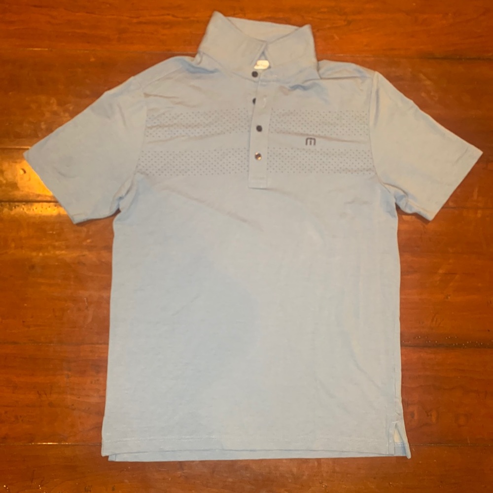 Travis Matthew Polo Shirt Mens Size M Medium Blue Short Sleeve Performance Golf